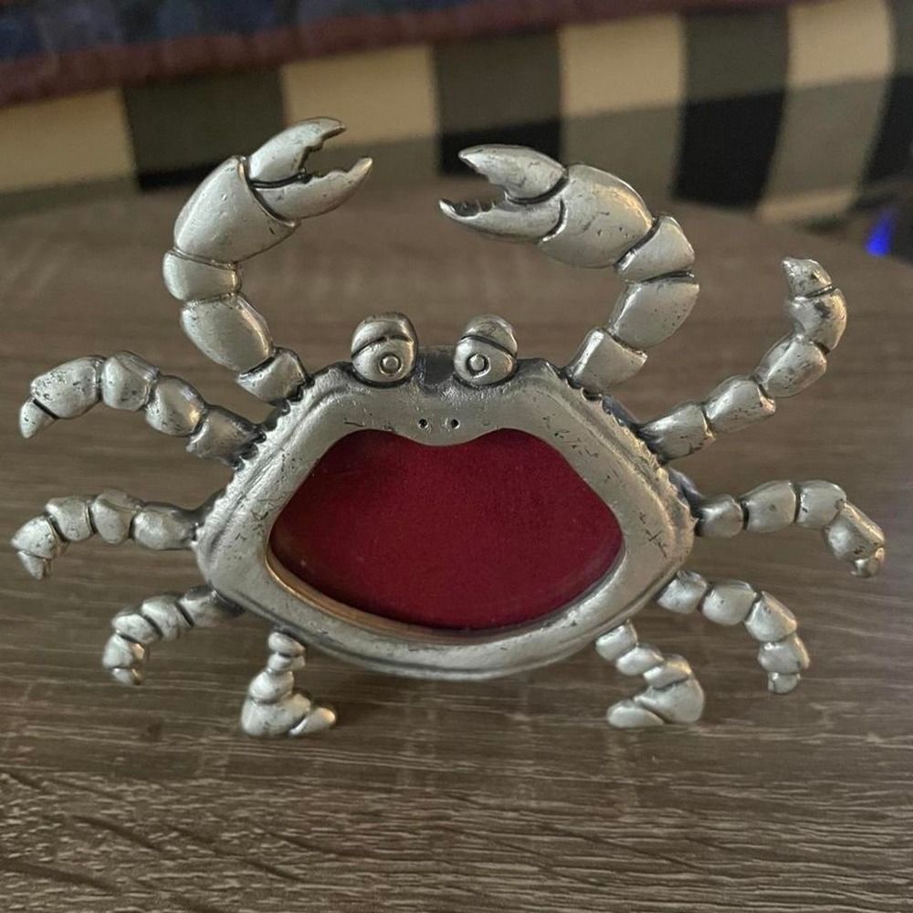 Vintage Silver crab photo frame with red velvet interior